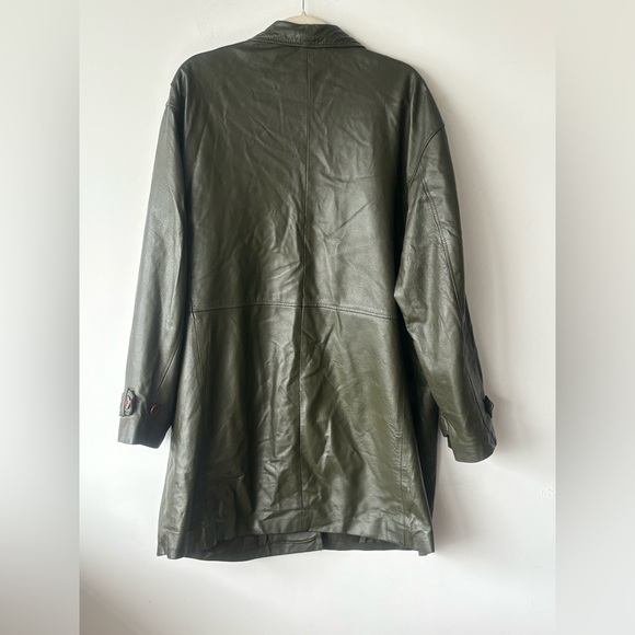 Vintage Newport News Dark Green Leather Trench Coat - Picture 2 of 6